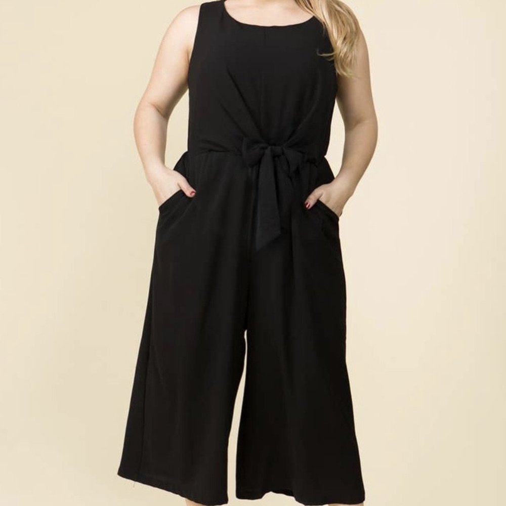 Wide Leg Tie Waist Jumpsuit